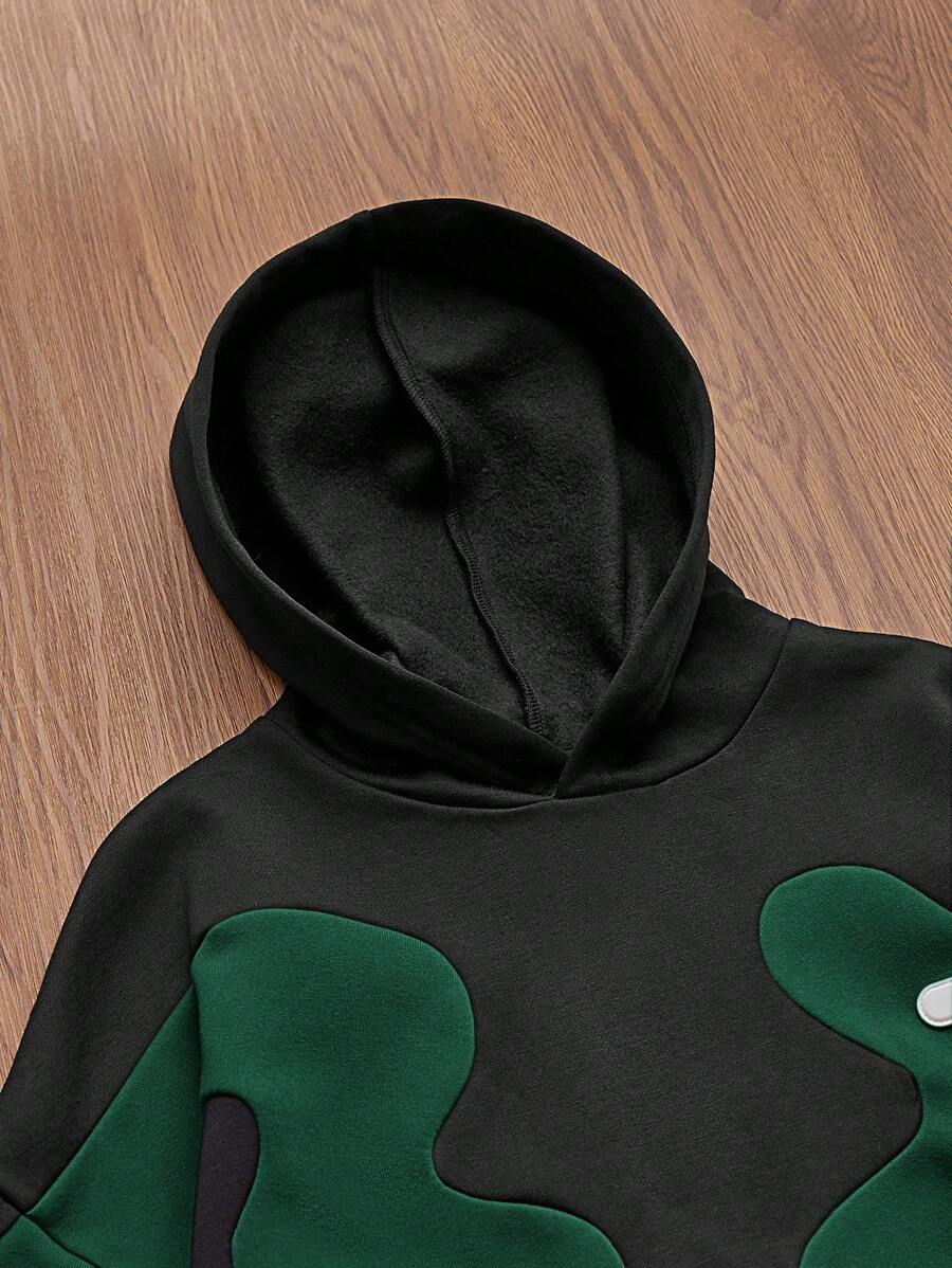 Knitted Everyday Casual Loose Patchwork Hoodie