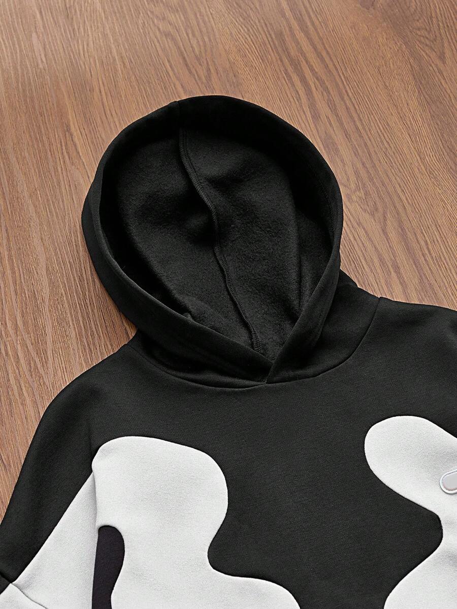 Knitted Everyday Casual Loose Patchwork Hoodie