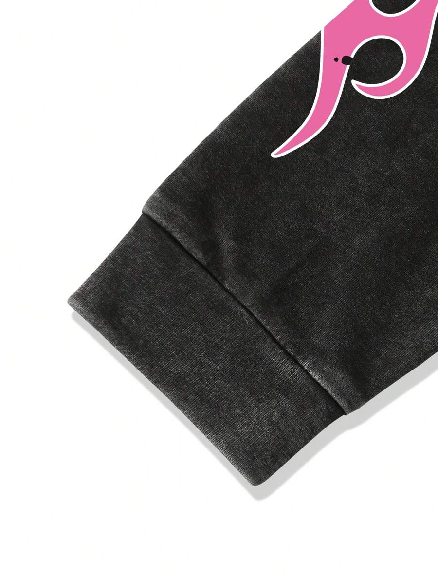 Washed Print Zip-Up Hoodie