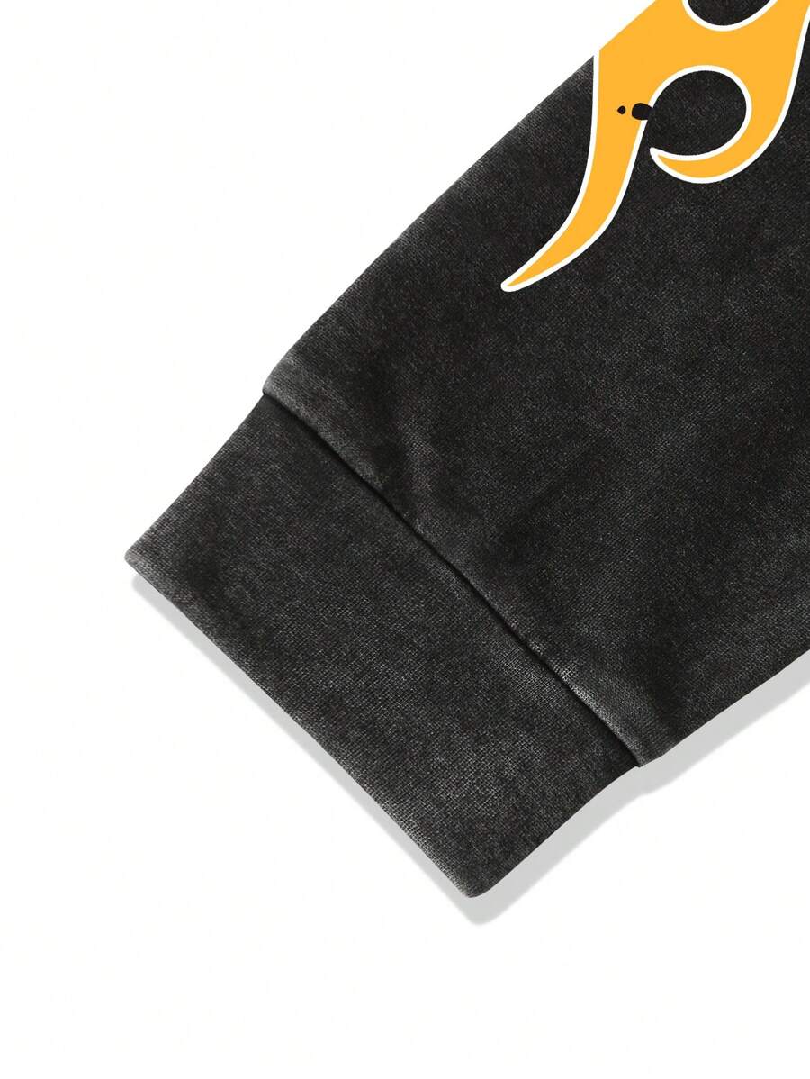 Washed Print Zip-Up Hoodie