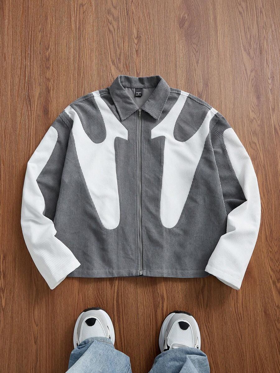 Patchwork Corduroy Long Sleeve Shirt