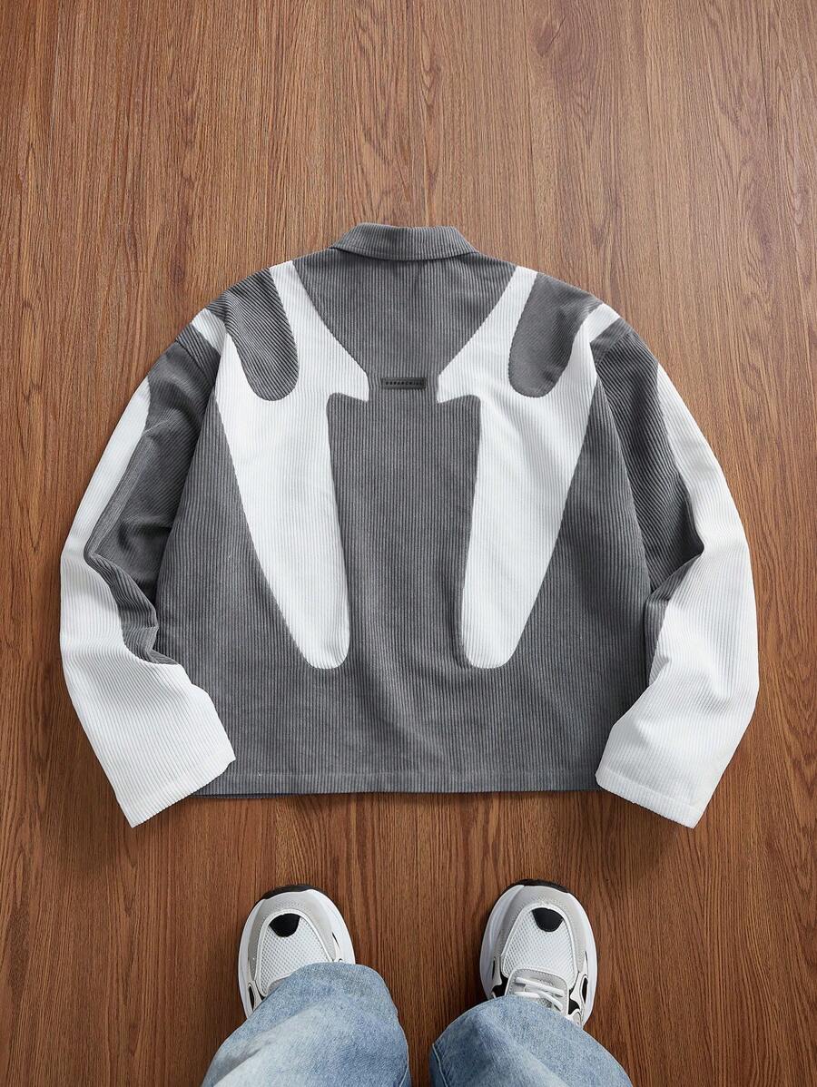 Patchwork Corduroy Long Sleeve Shirt