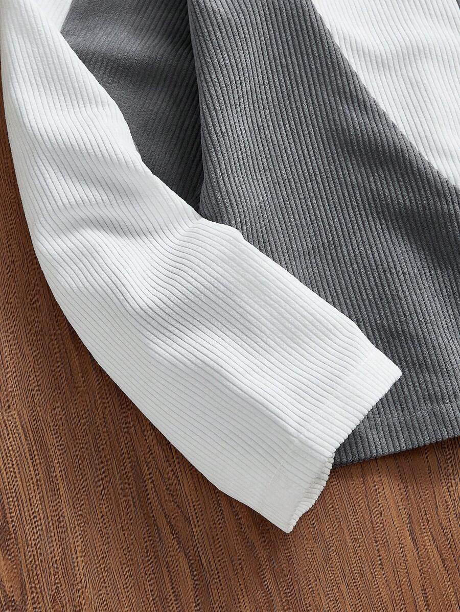 Patchwork Corduroy Long Sleeve Shirt