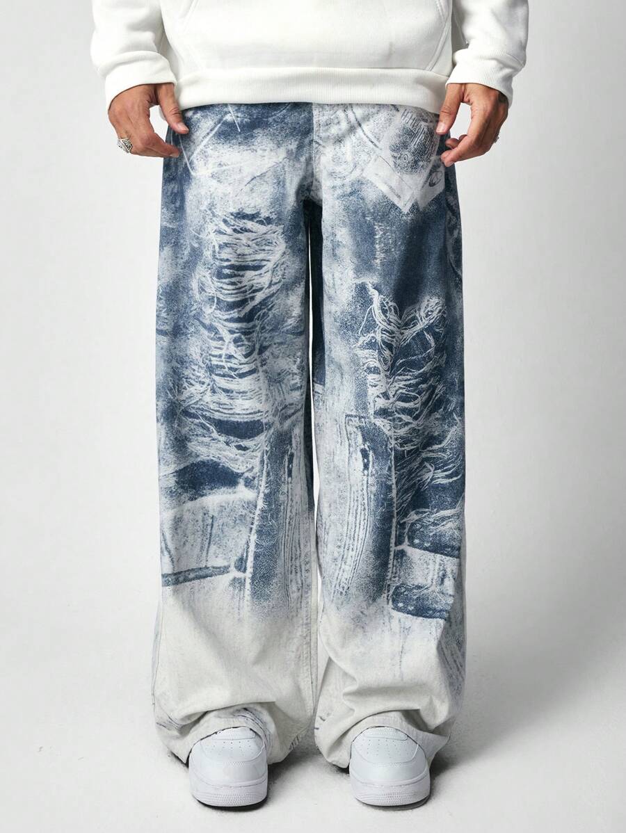 Men's Loose Wide Leg Baggy Cargo Jeans