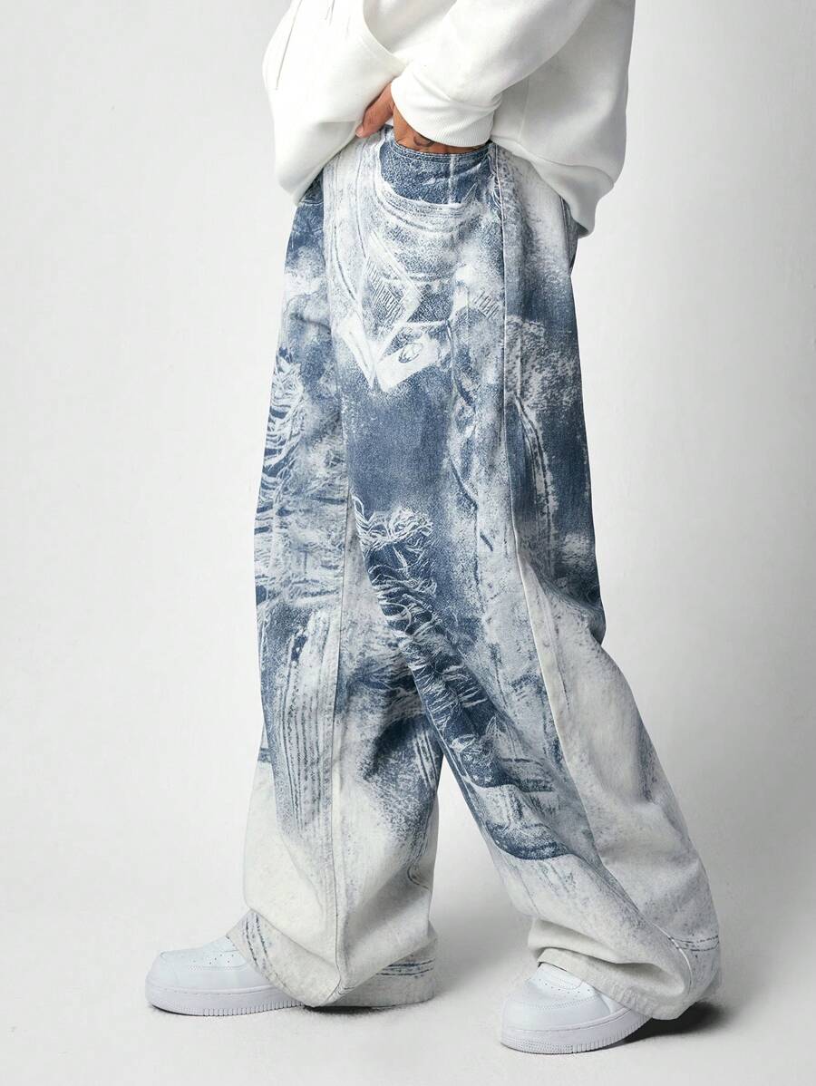 Men's Loose Wide Leg Baggy Cargo Jeans