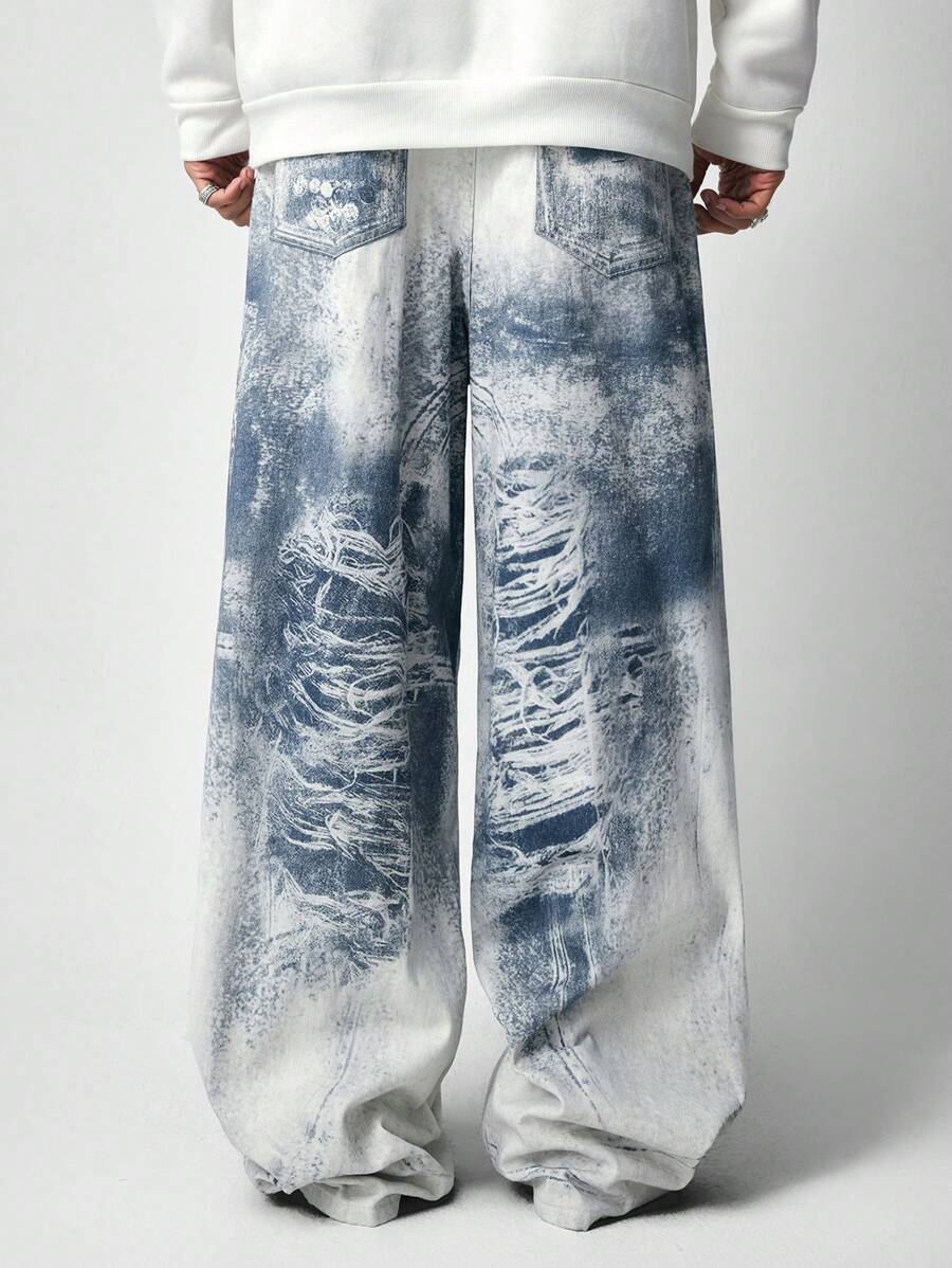 Men's Loose Wide Leg Baggy Cargo Jeans
