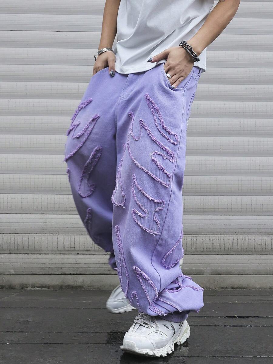 Men's Patchwork Wide Leg Loose Casual Jeans