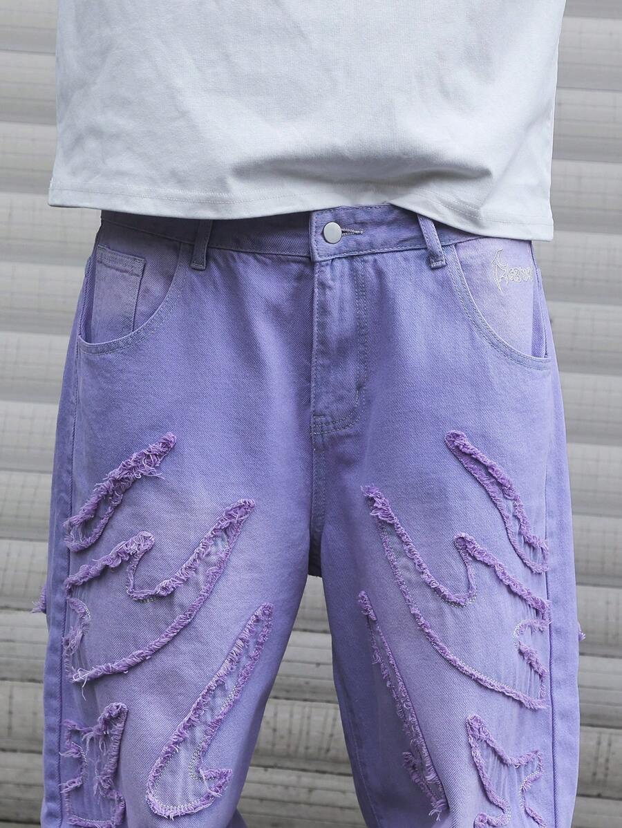 Men's Patchwork Wide Leg Loose Casual Jeans