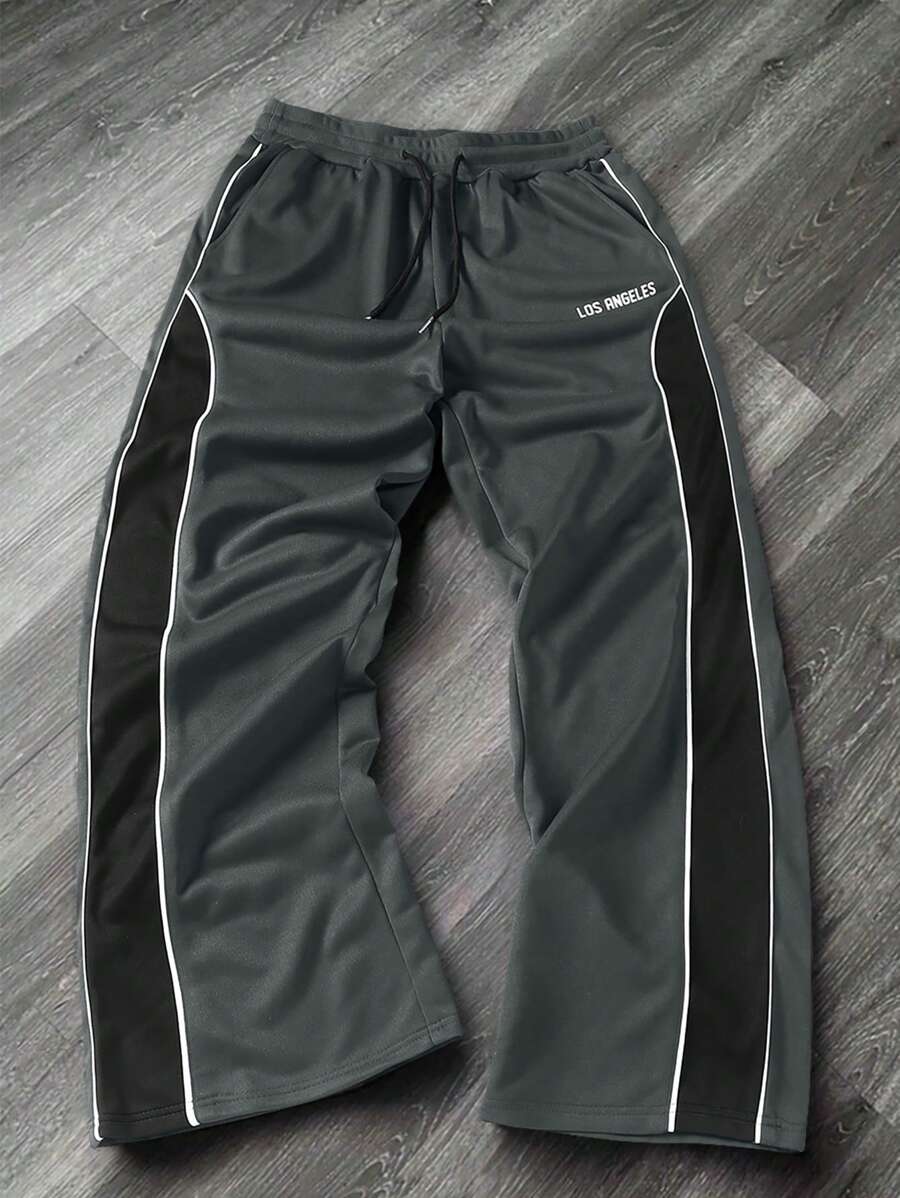 Men's Solid Color Patchwork Sweatpants