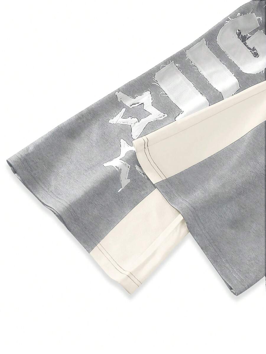 Men's Color Block Letter Graphic Drawstring Waist Sweatpants