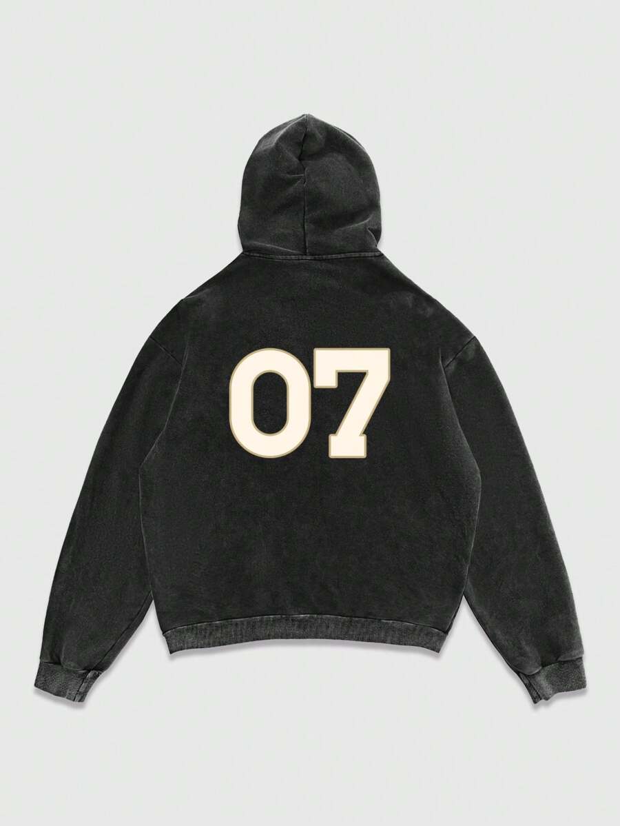 Vintage Distressed Snow Flake Print Hoodie