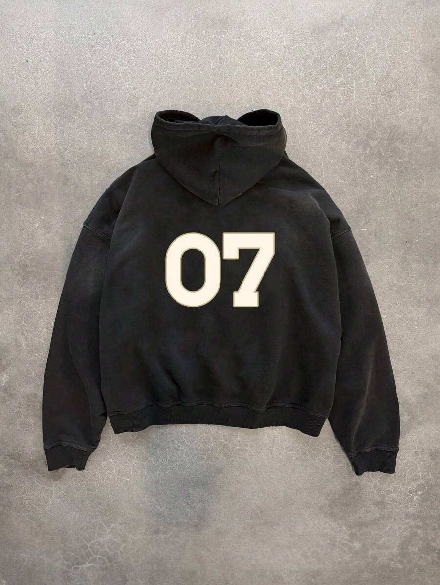 Vintage Distressed Snow Flake Print Hoodie