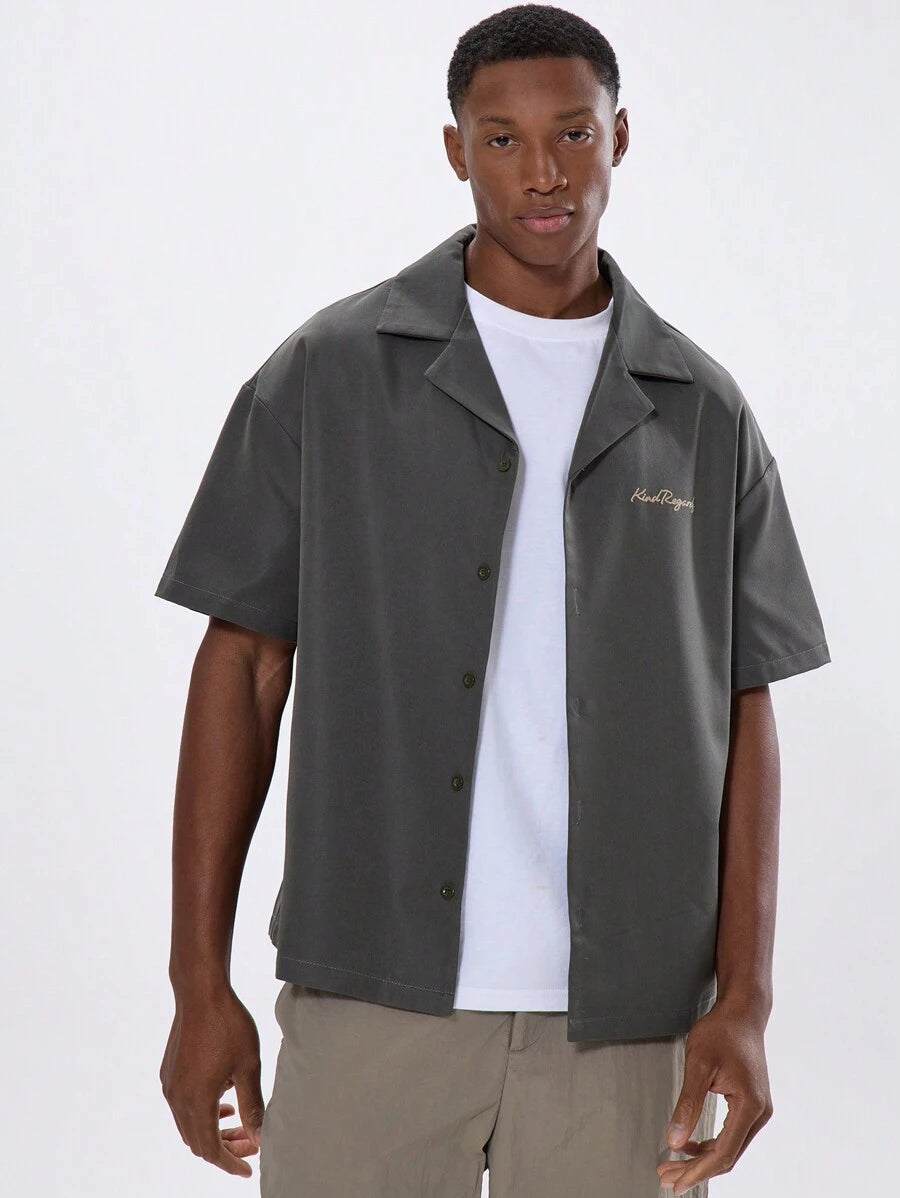 Button Up Short Sleeve Graphic Bowling Shirt