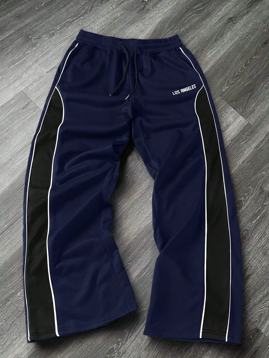 Men's Solid Color Patchwork Sweatpants