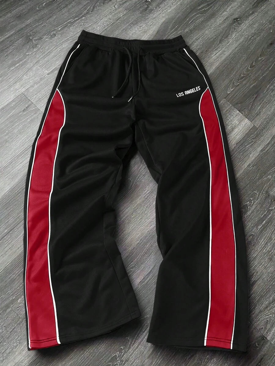 Men's Solid Color Patchwork Sweatpants