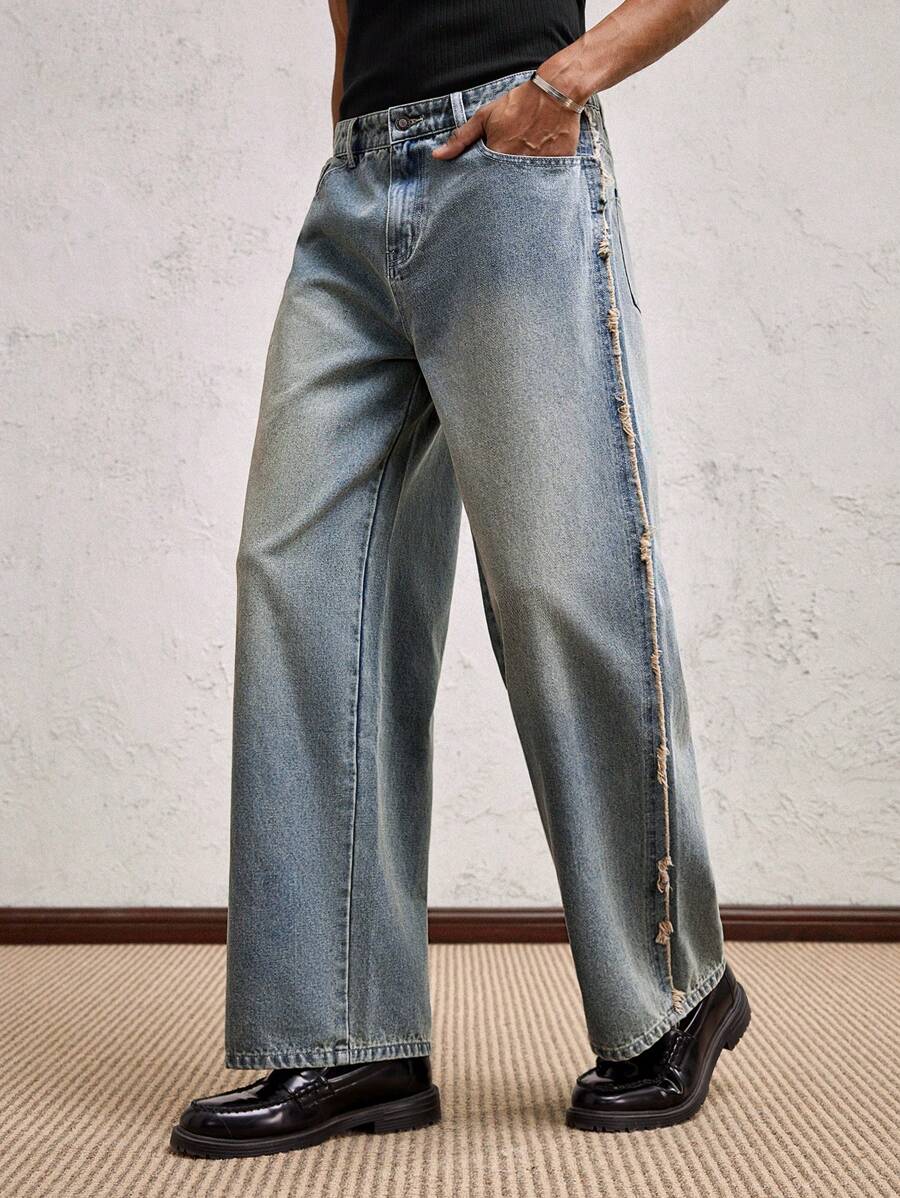 Men's Business Casual Straight Fit Mid-Rise Casual Jeans