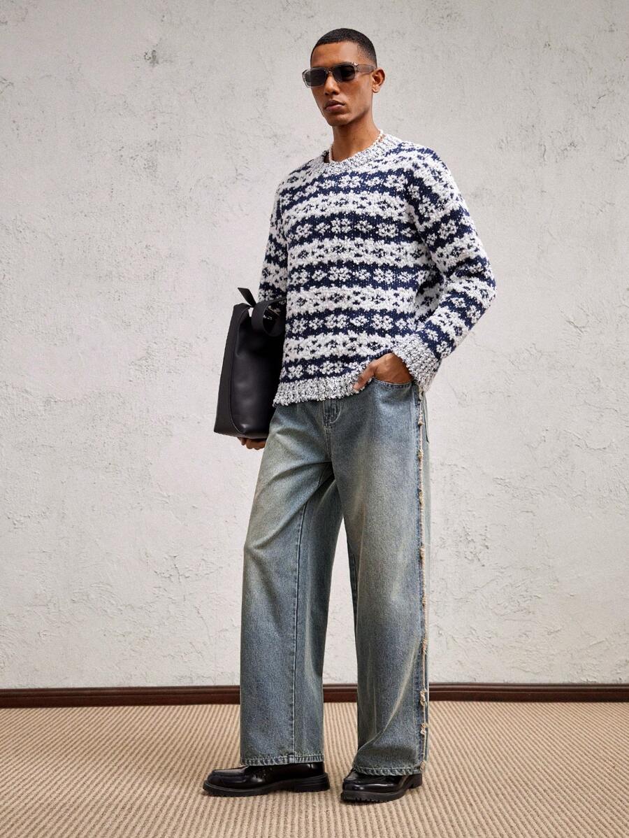 Men's Business Casual Straight Fit Mid-Rise Casual Jeans
