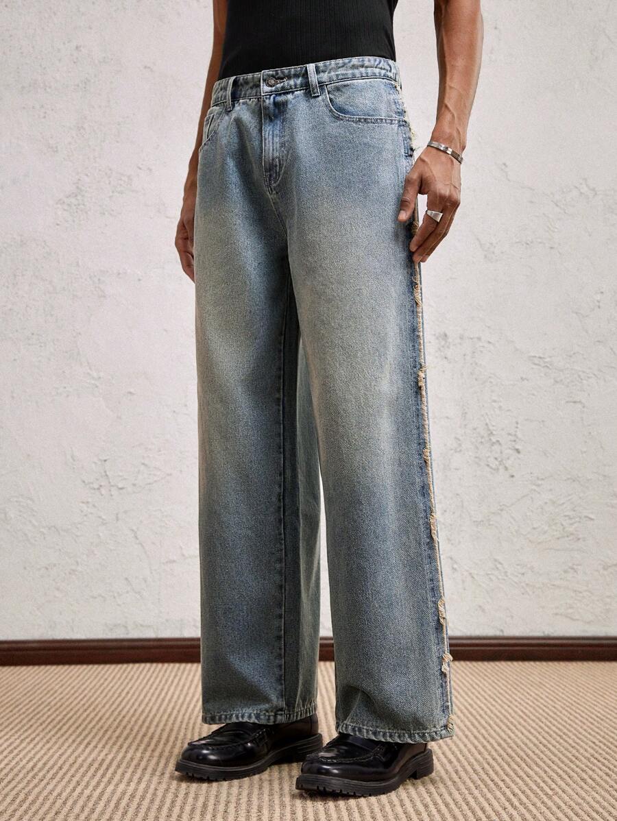 Men's Business Casual Straight Fit Mid-Rise Casual Jeans