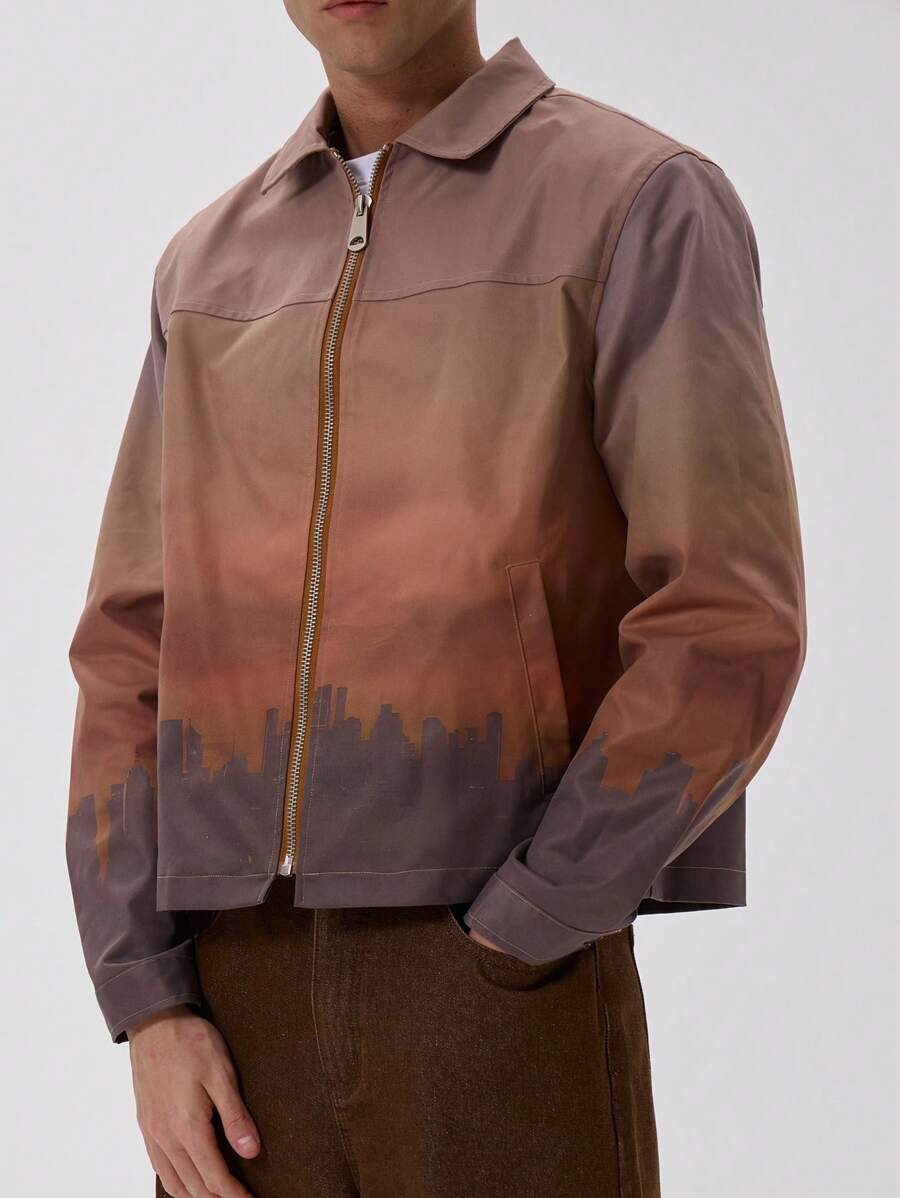 Printed Oversized Trucker Jacket