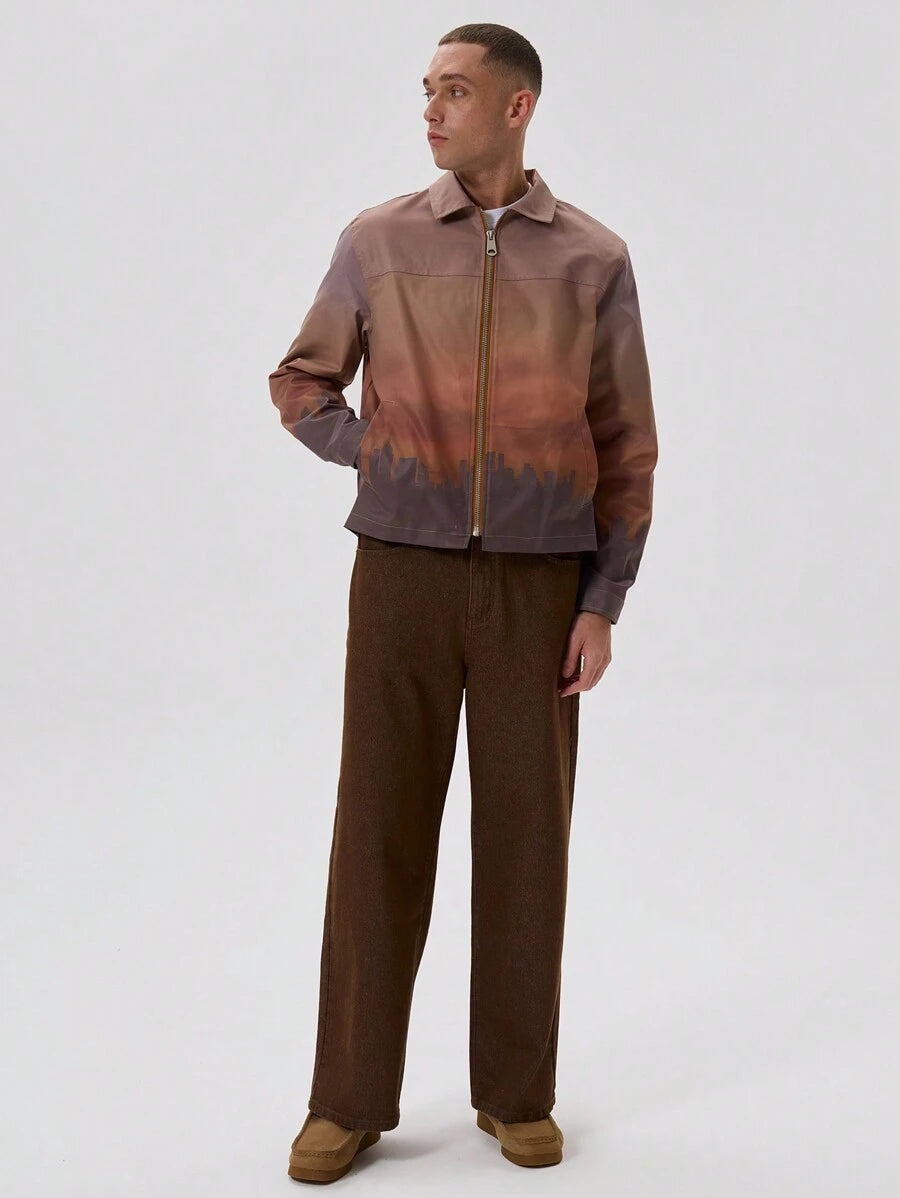 Printed Oversized Trucker Jacket