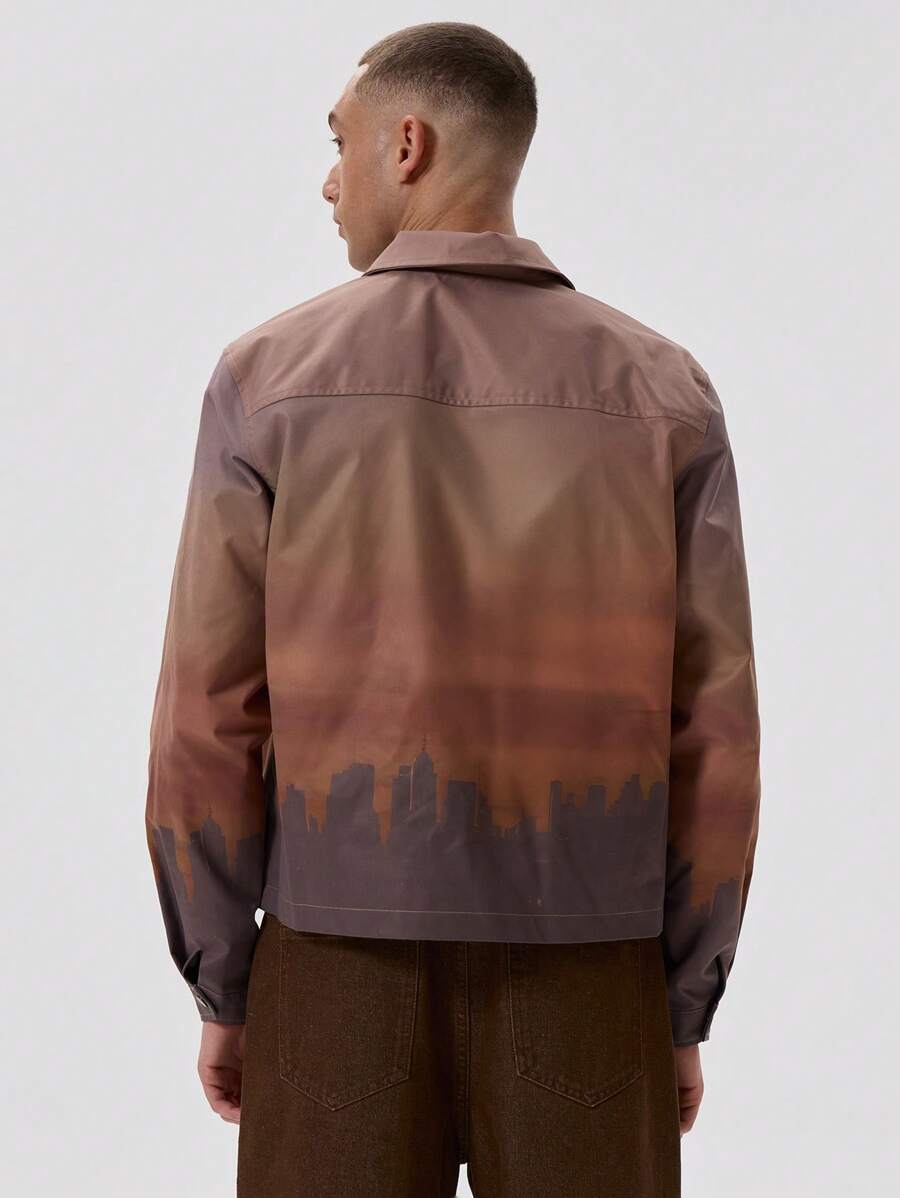 Printed Oversized Trucker Jacket
