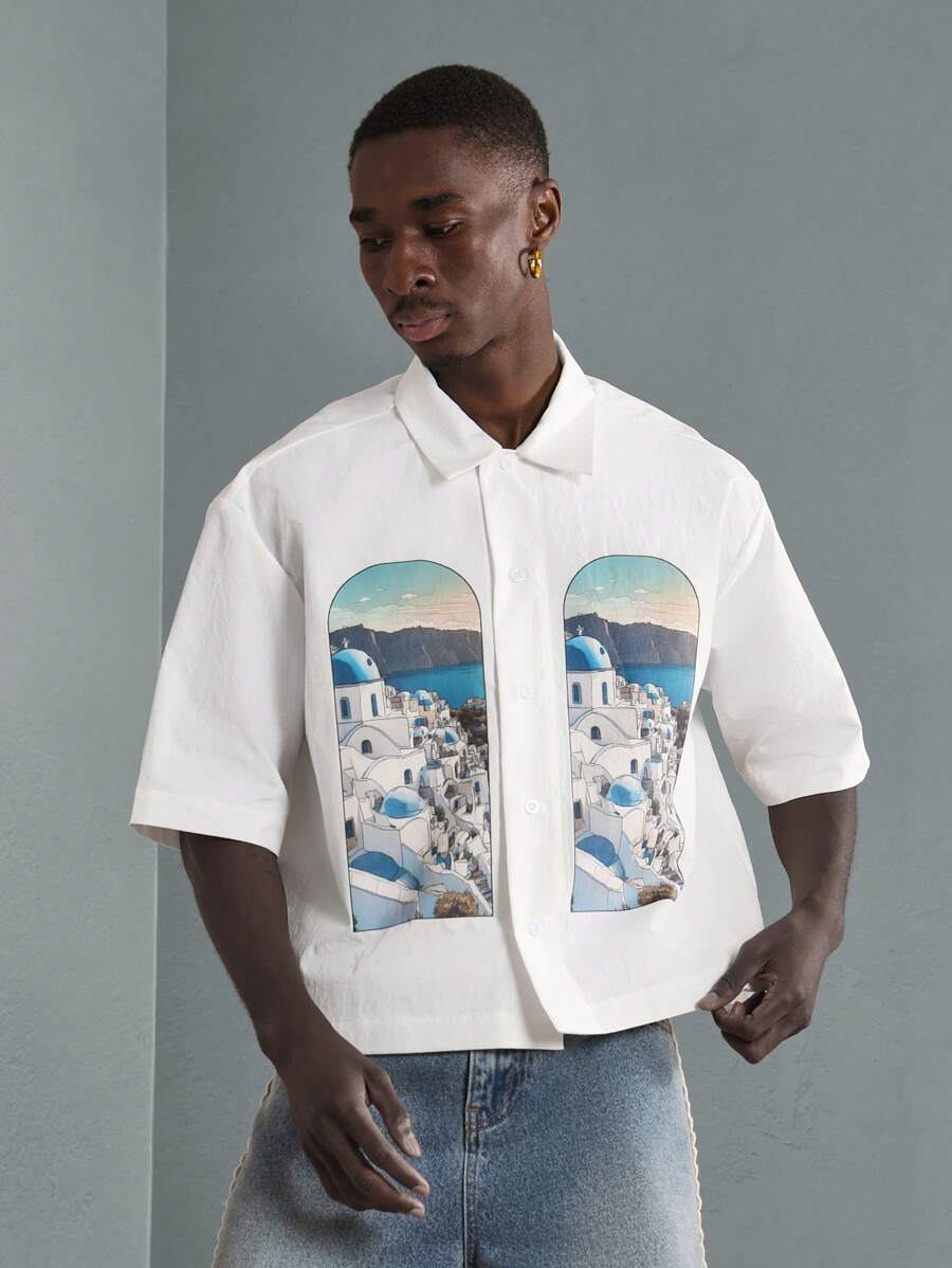Print Button-Up Resort Shirt