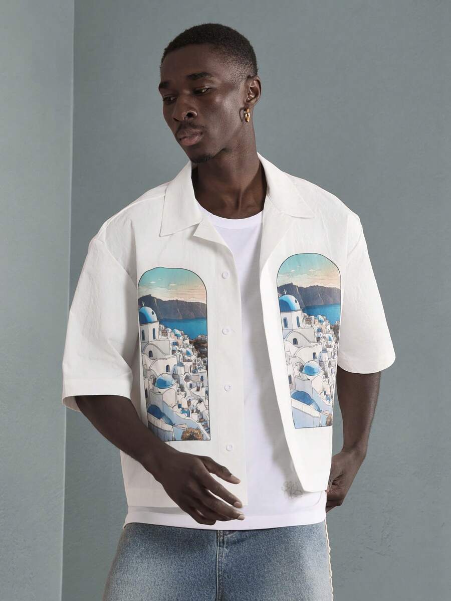 Print Button-Up Resort Shirt