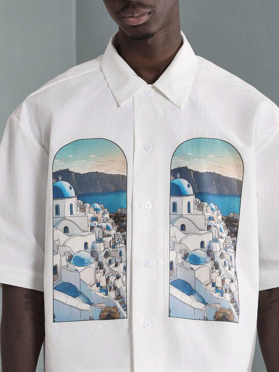 Print Button-Up Resort Shirt