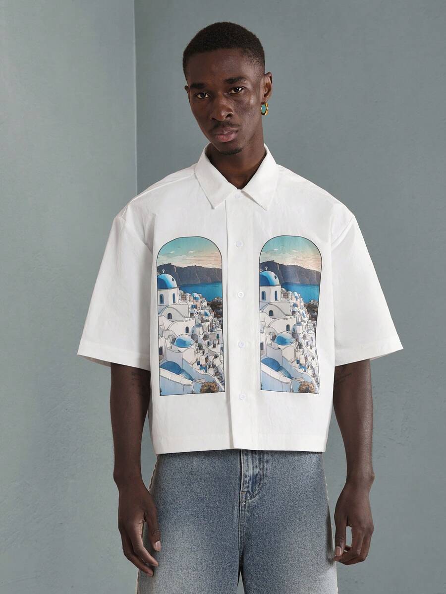 Print Button-Up Resort Shirt