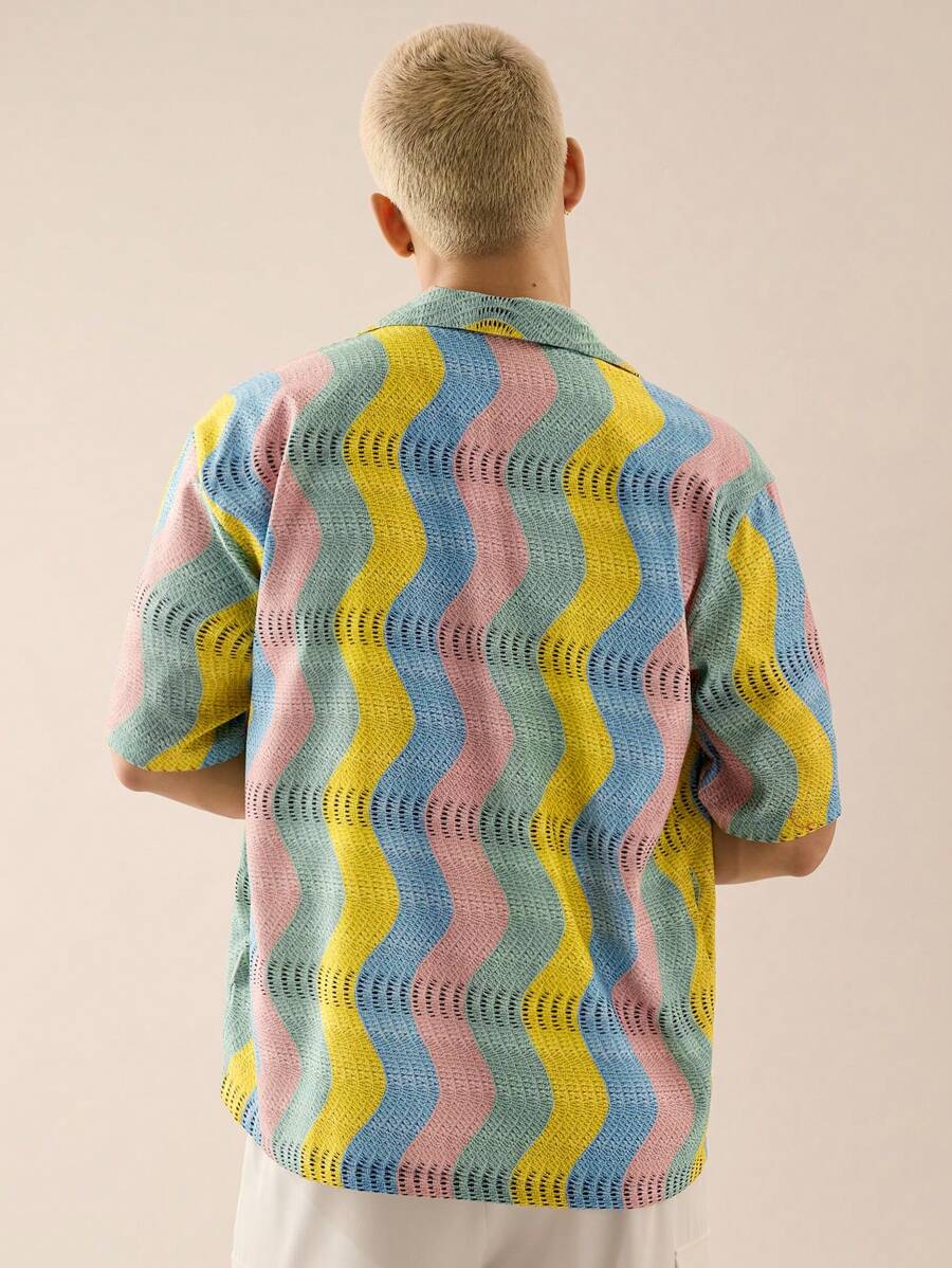 Men's Casual Loose Woven Short Sleeve Shirt