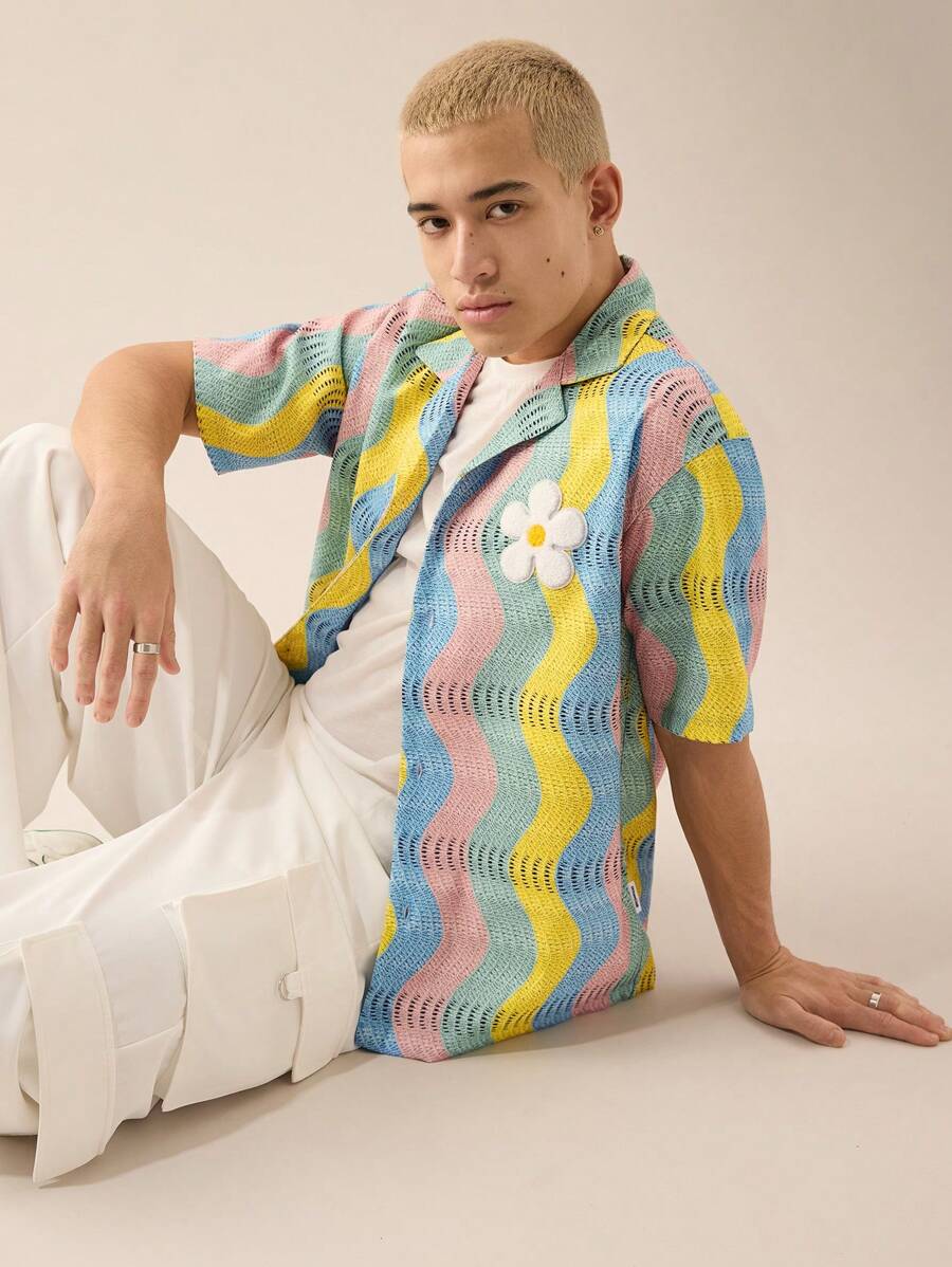 Men's Casual Loose Woven Short Sleeve Shirt