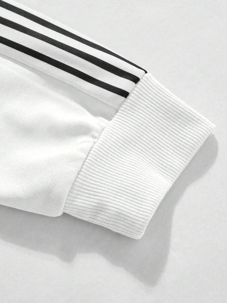 Men's Casual Colorblock Striped Polo Shirt And Pants 2pcs Set