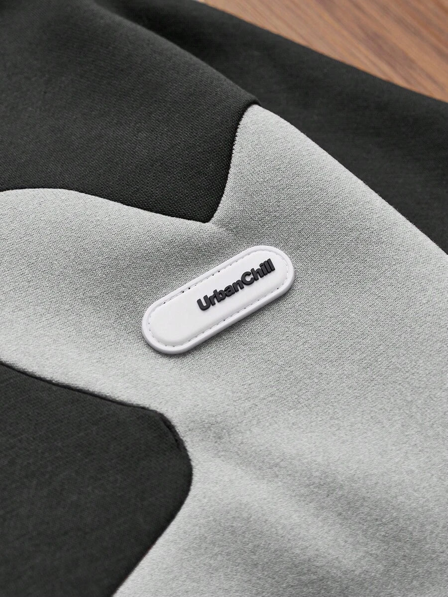 Knitted Everyday Casual Loose Patchwork Hoodie