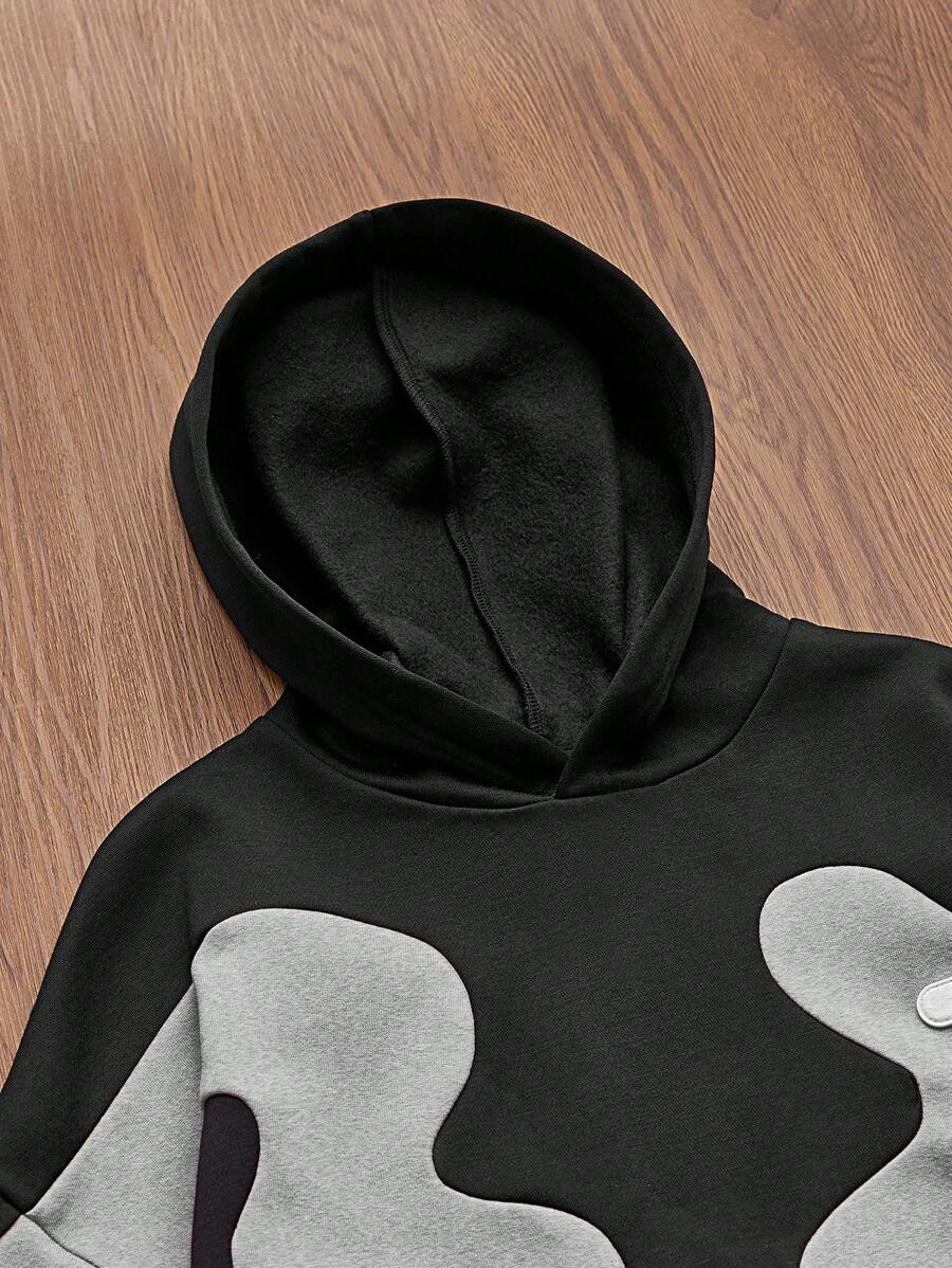 Knitted Everyday Casual Loose Patchwork Hoodie