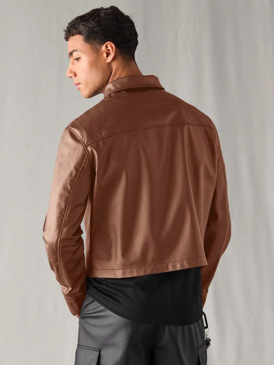 Woven Faux Leather Jacket