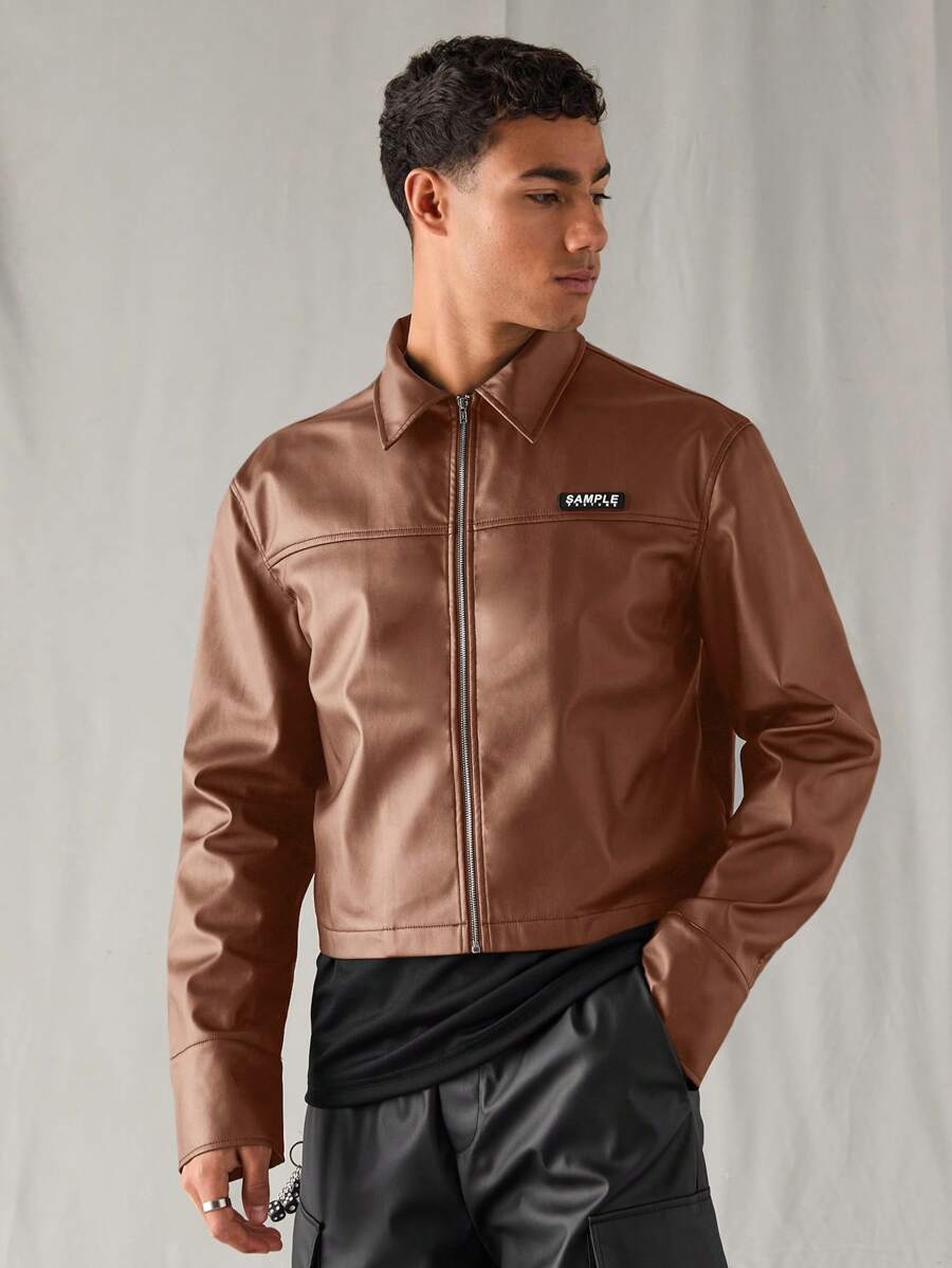 Woven Faux Leather Jacket