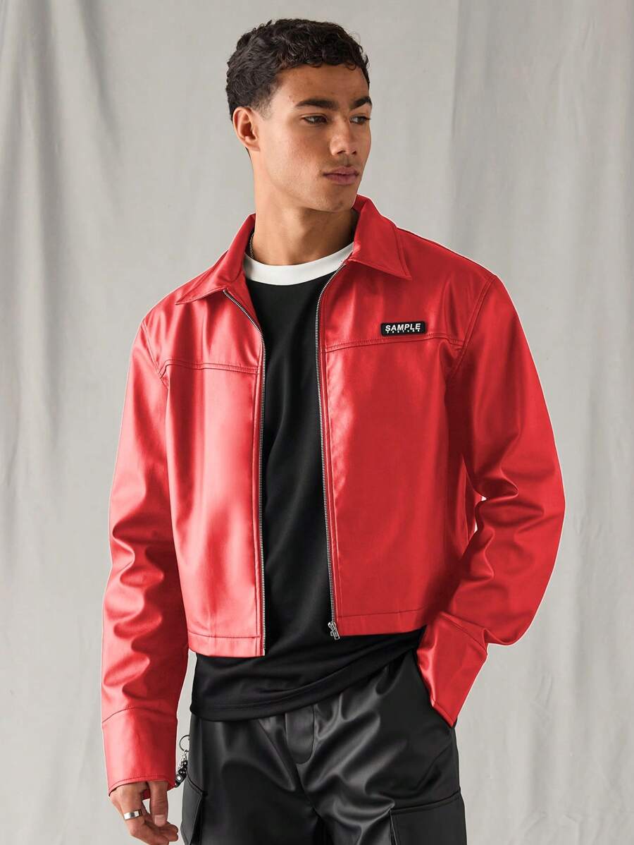 Woven Faux Leather Jacket