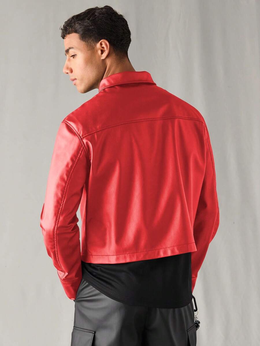 Woven Faux Leather Jacket