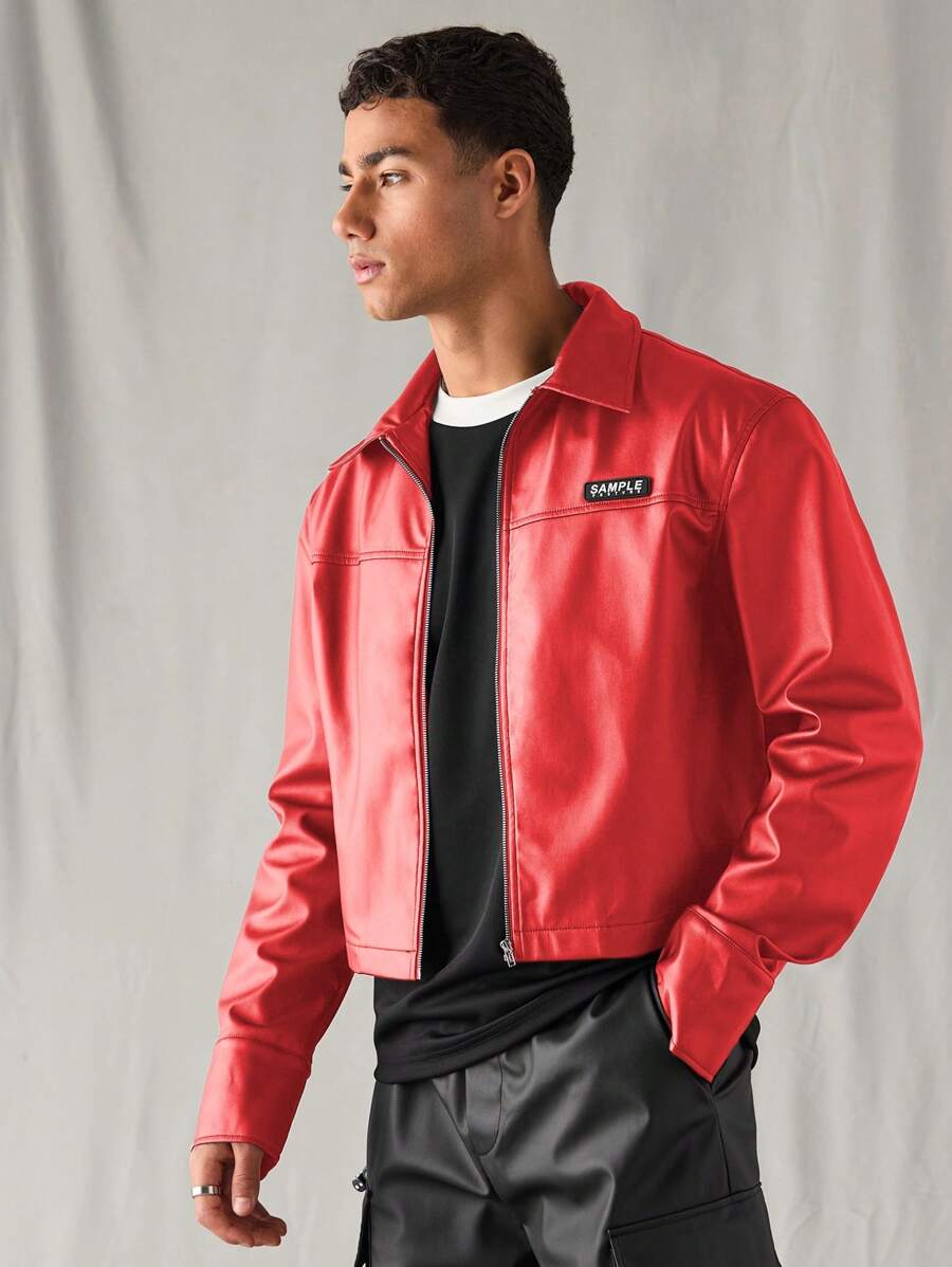 Woven Faux Leather Jacket