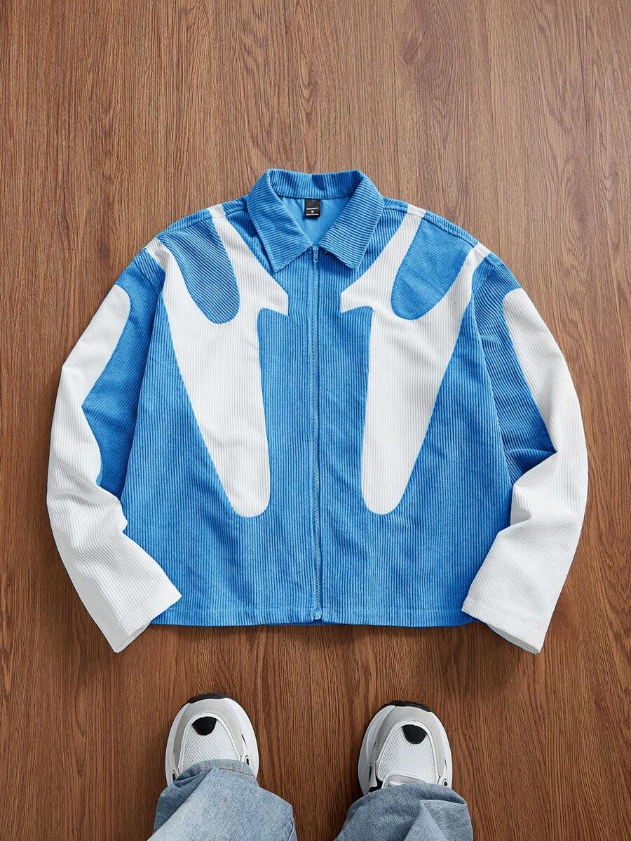 Patchwork Corduroy Long Sleeve Shirt
