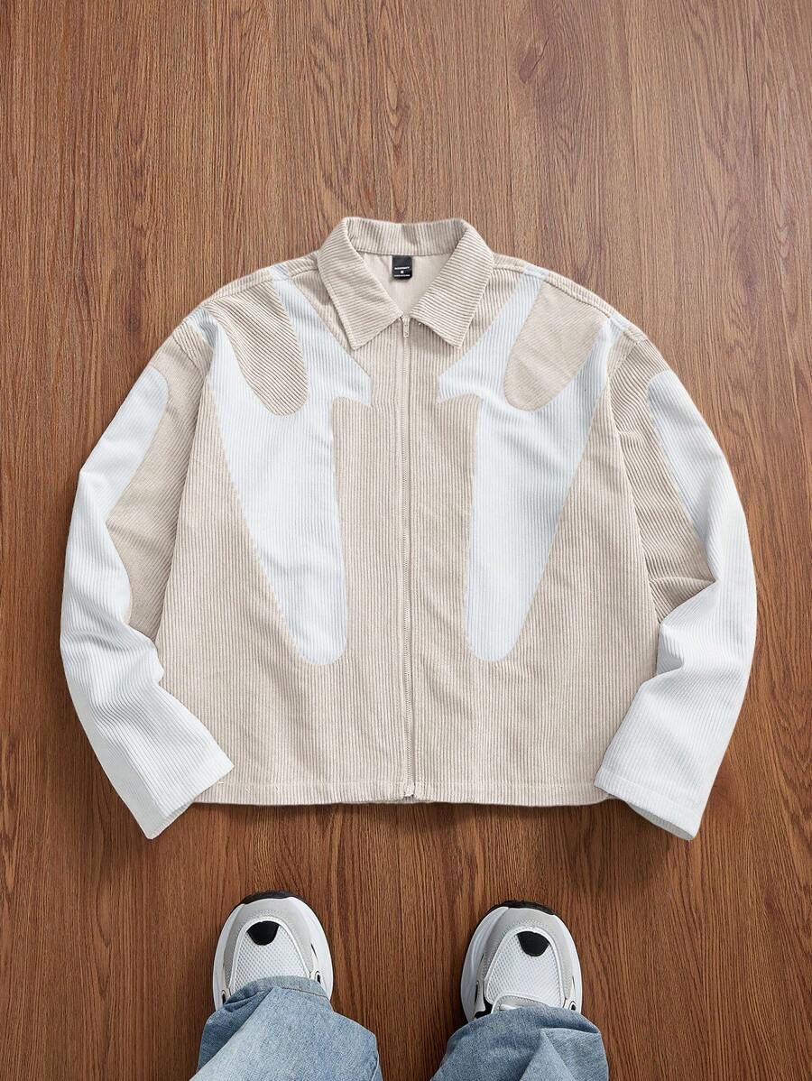 Patchwork Corduroy Long Sleeve Shirt