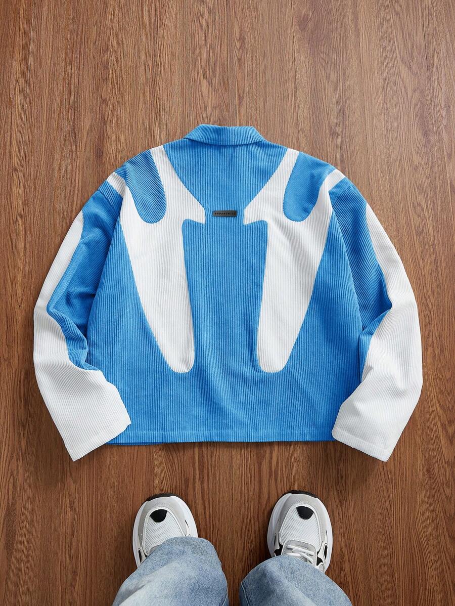 Patchwork Corduroy Long Sleeve Shirt