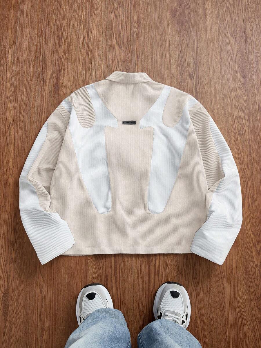 Patchwork Corduroy Long Sleeve Shirt