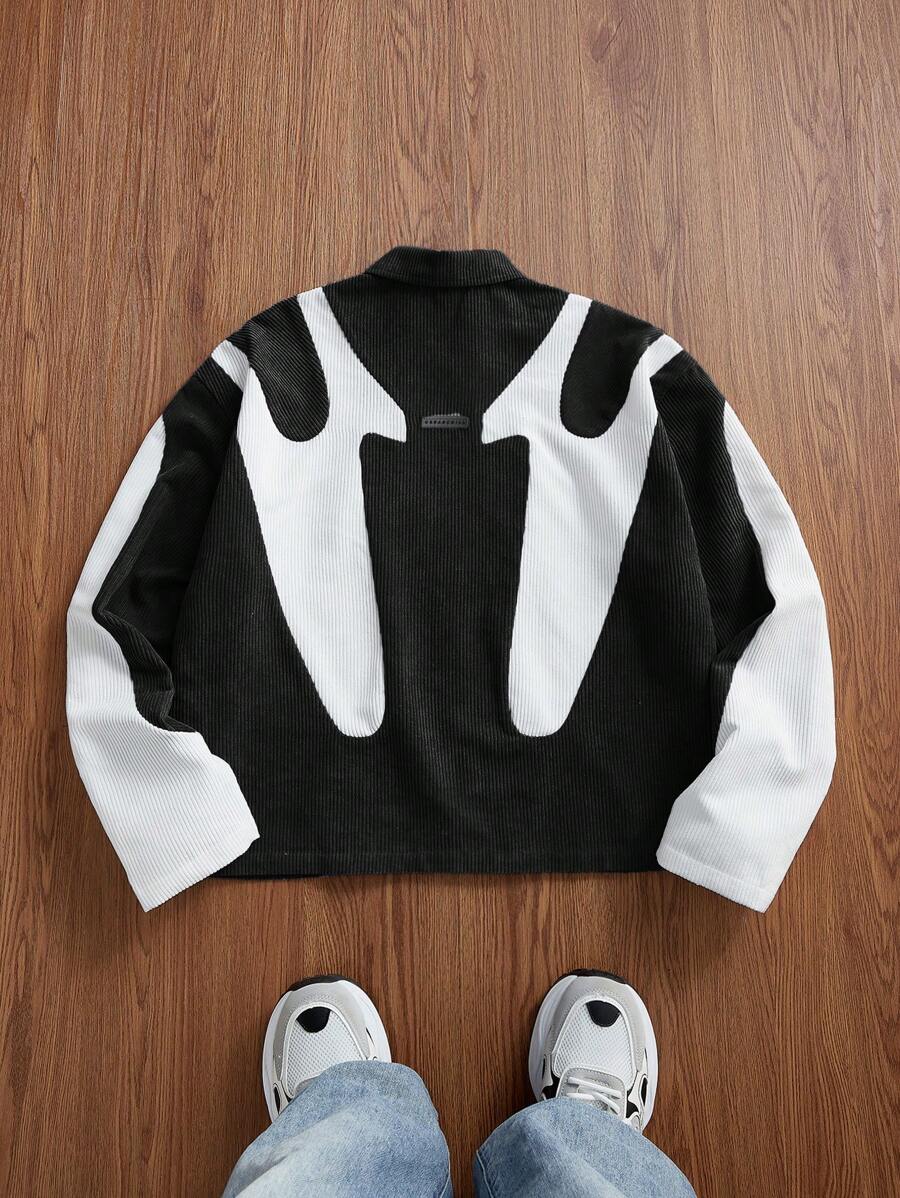 Patchwork Corduroy Long Sleeve Shirt