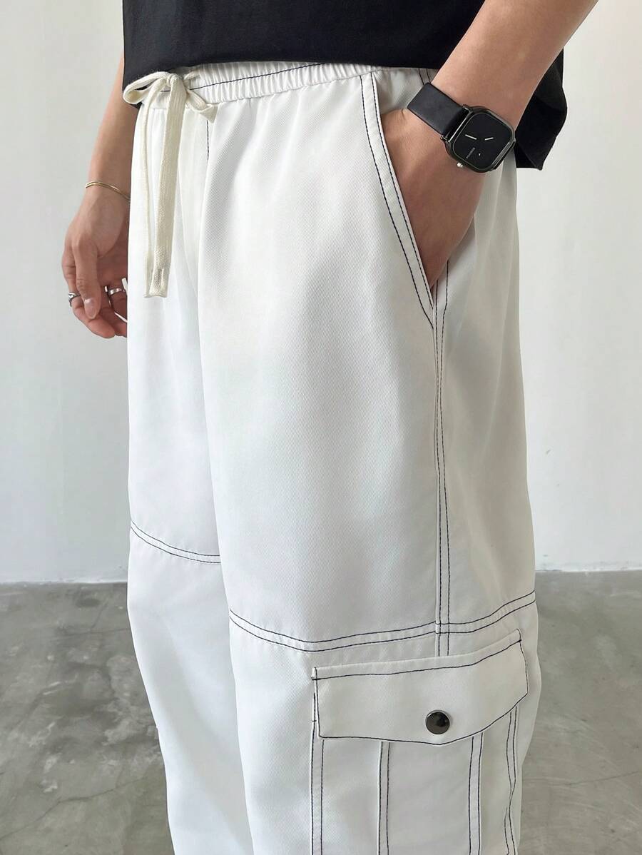 Men's Faux Denim Patchwork Cargo Pants