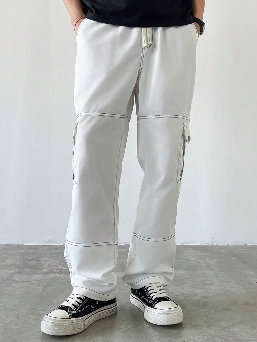 Men's Faux Denim Patchwork Cargo Pants