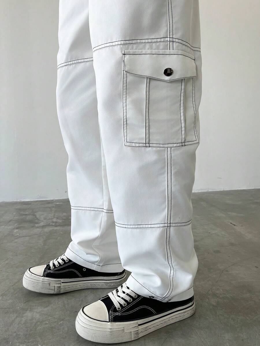 Men's Faux Denim Patchwork Cargo Pants