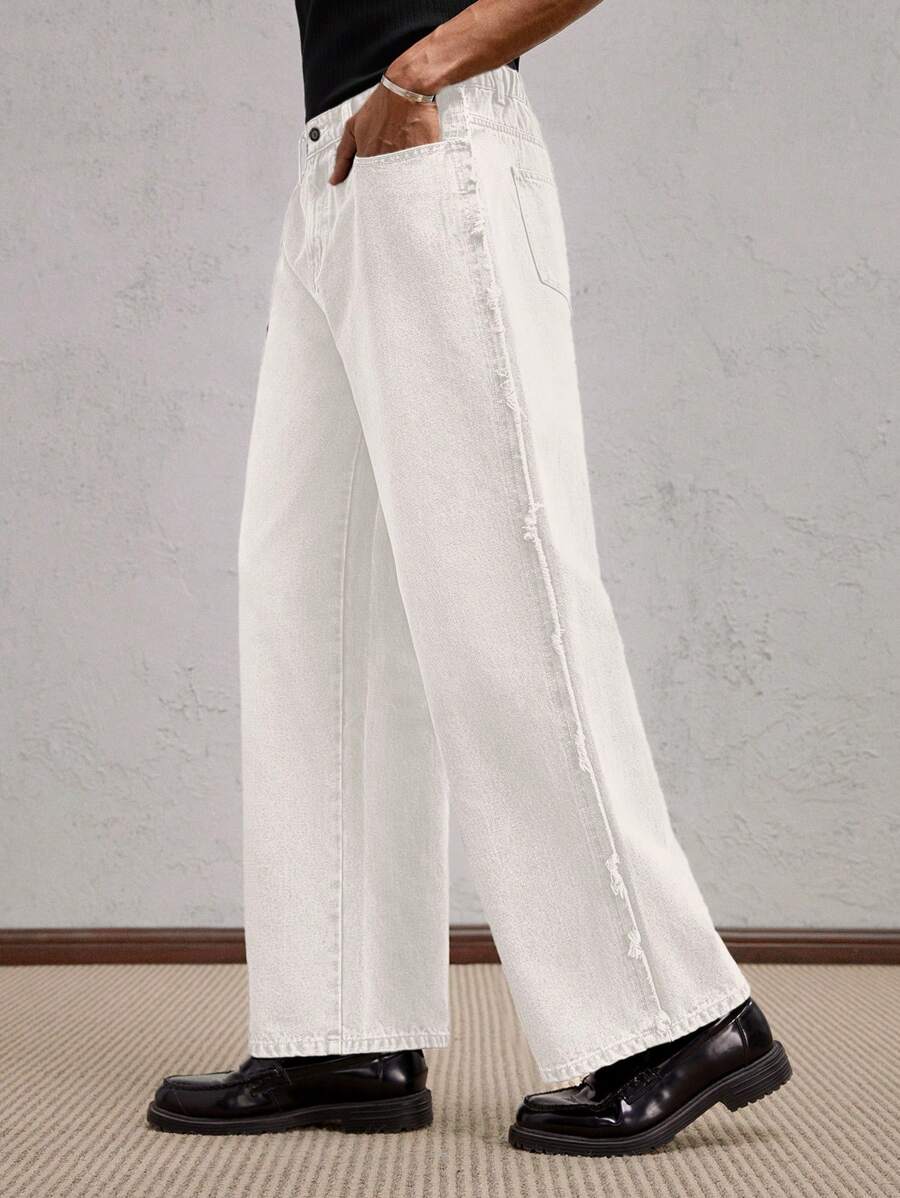Men's Business Casual Straight Fit Mid-Rise Casual Jeans