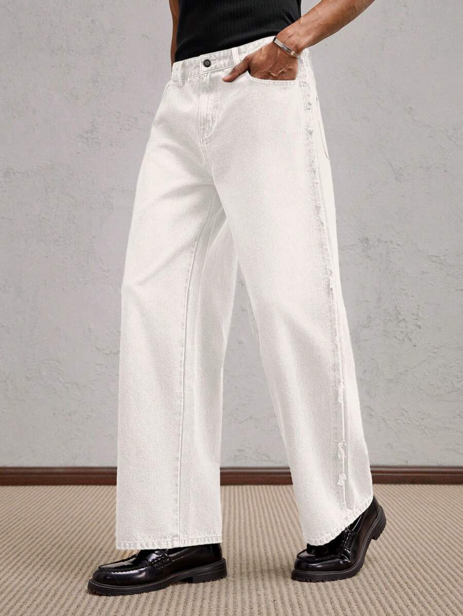 Men's Business Casual Straight Fit Mid-Rise Casual Jeans