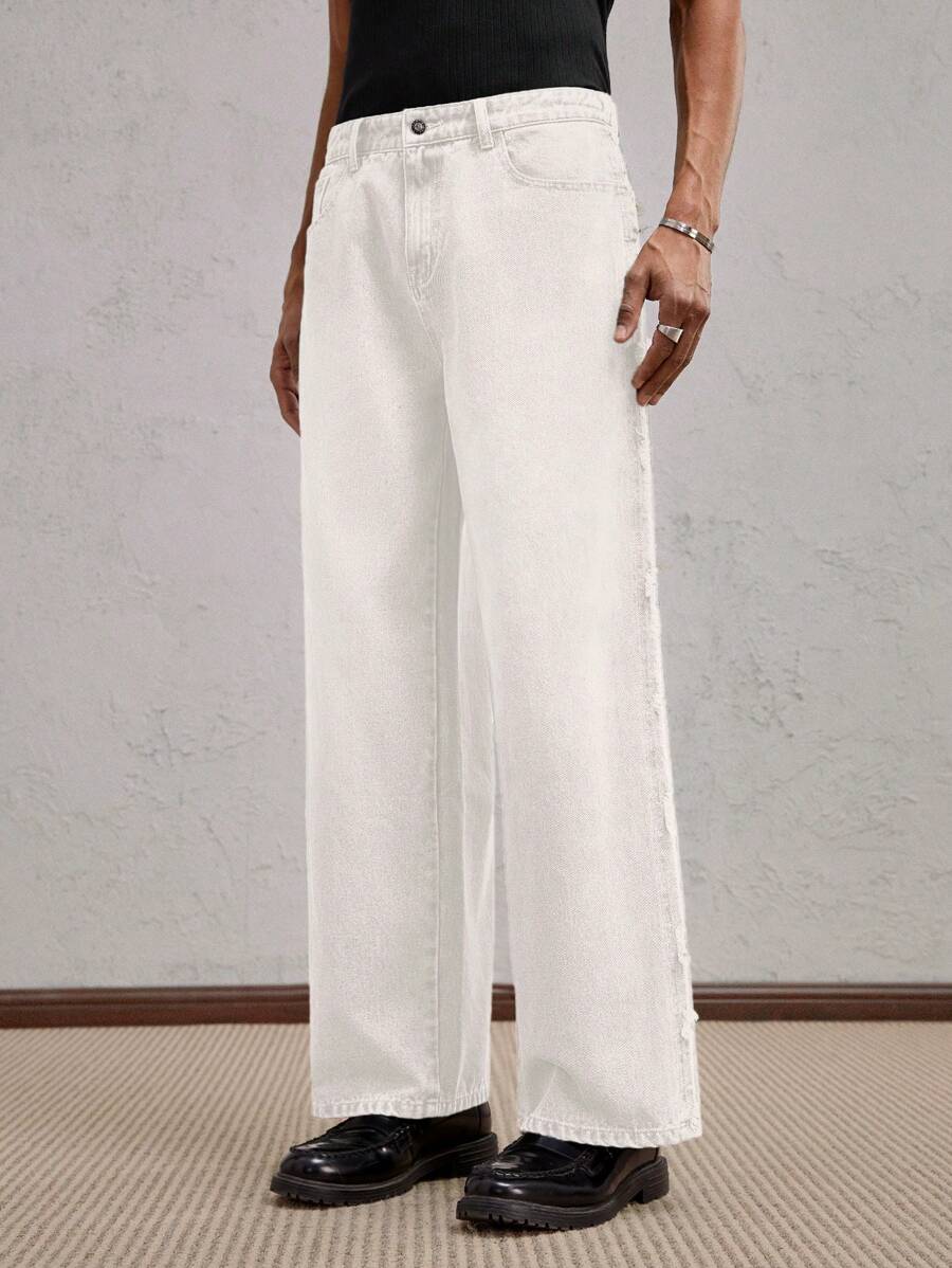 Men's Business Casual Straight Fit Mid-Rise Casual Jeans